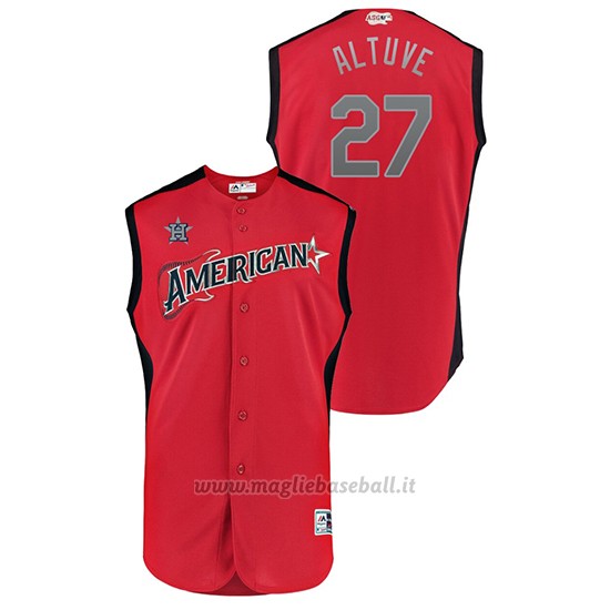 Maglia Baseball Hombre Houston Houston Astros 2019 All Star Game Workout American League Jose Altuve Rosso